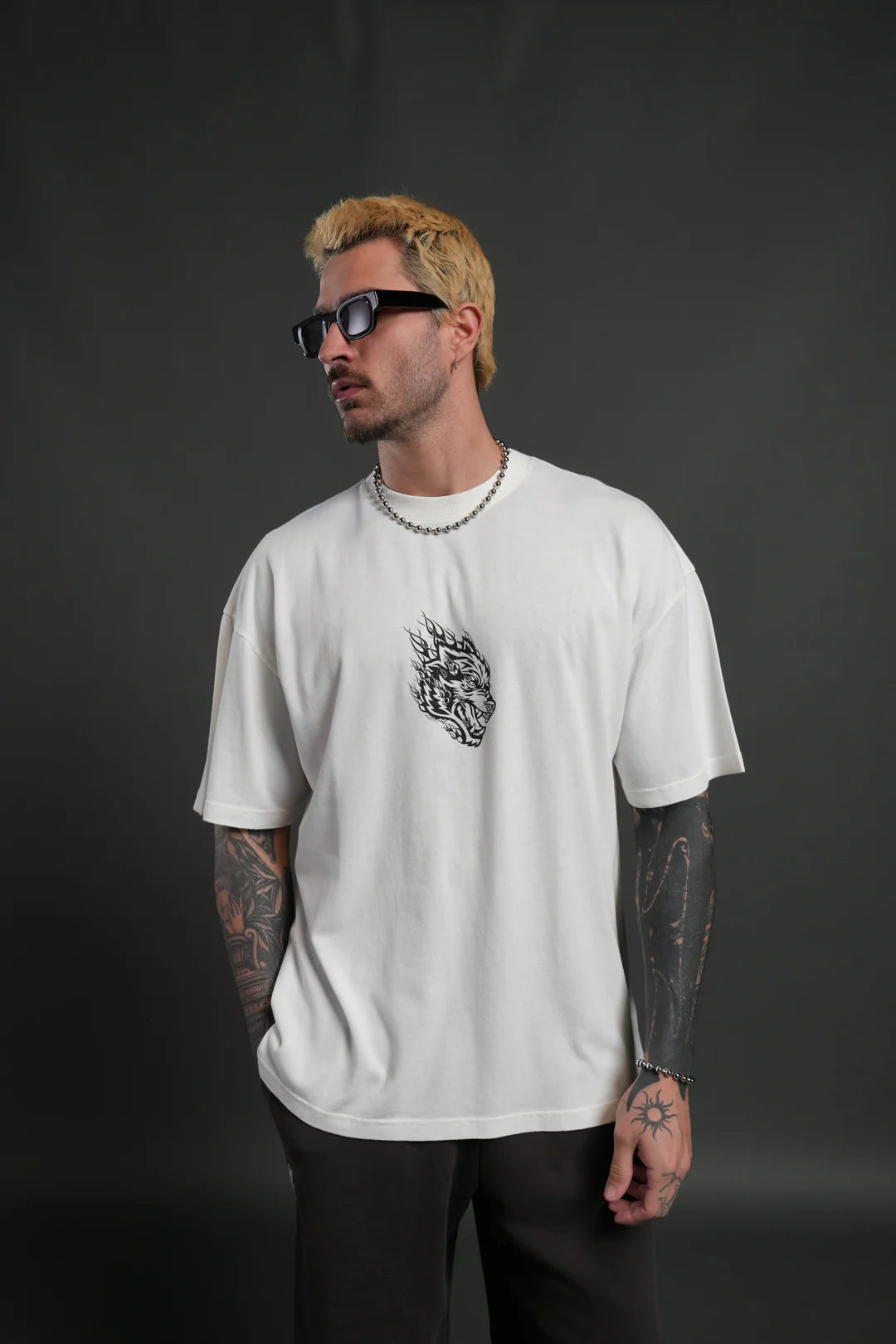 WOLVES INFERNO "PREMIUM" OVERSIZED TEE IN CREAM