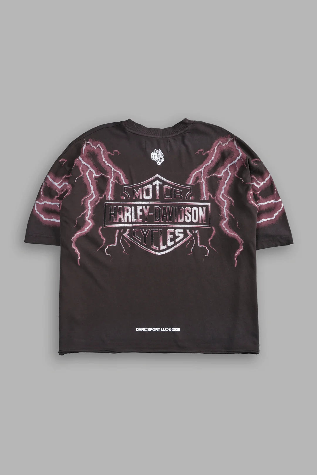 IRON LIGHTNING PREMIUM UNISEX RAW HEM "BOX CUT" TEE IN DARC BROWN DRIFT WASH