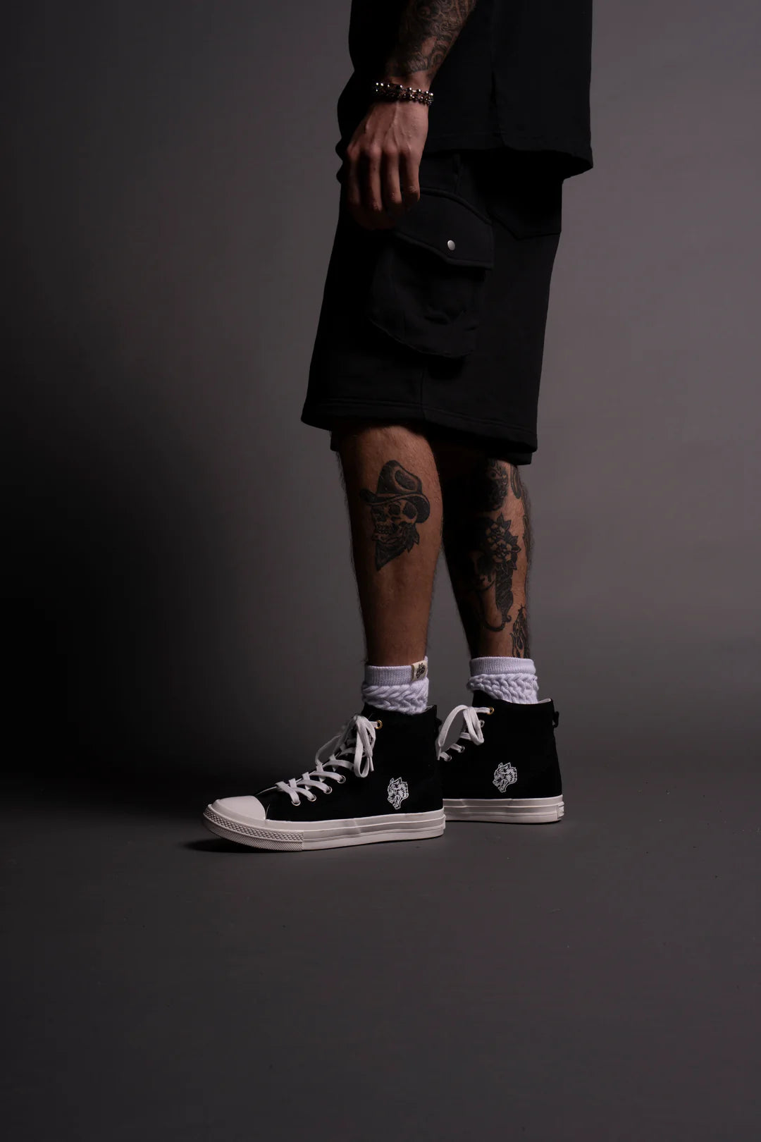 WOLVES FOREVER SUEDED WALK 1-DIOS HIGH TOP SHOE IN BLACK