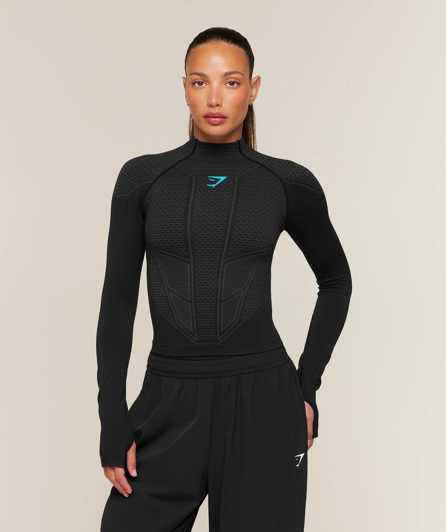 Gymshark Onyx V1 Long Sleeve Top - Black/Onyx