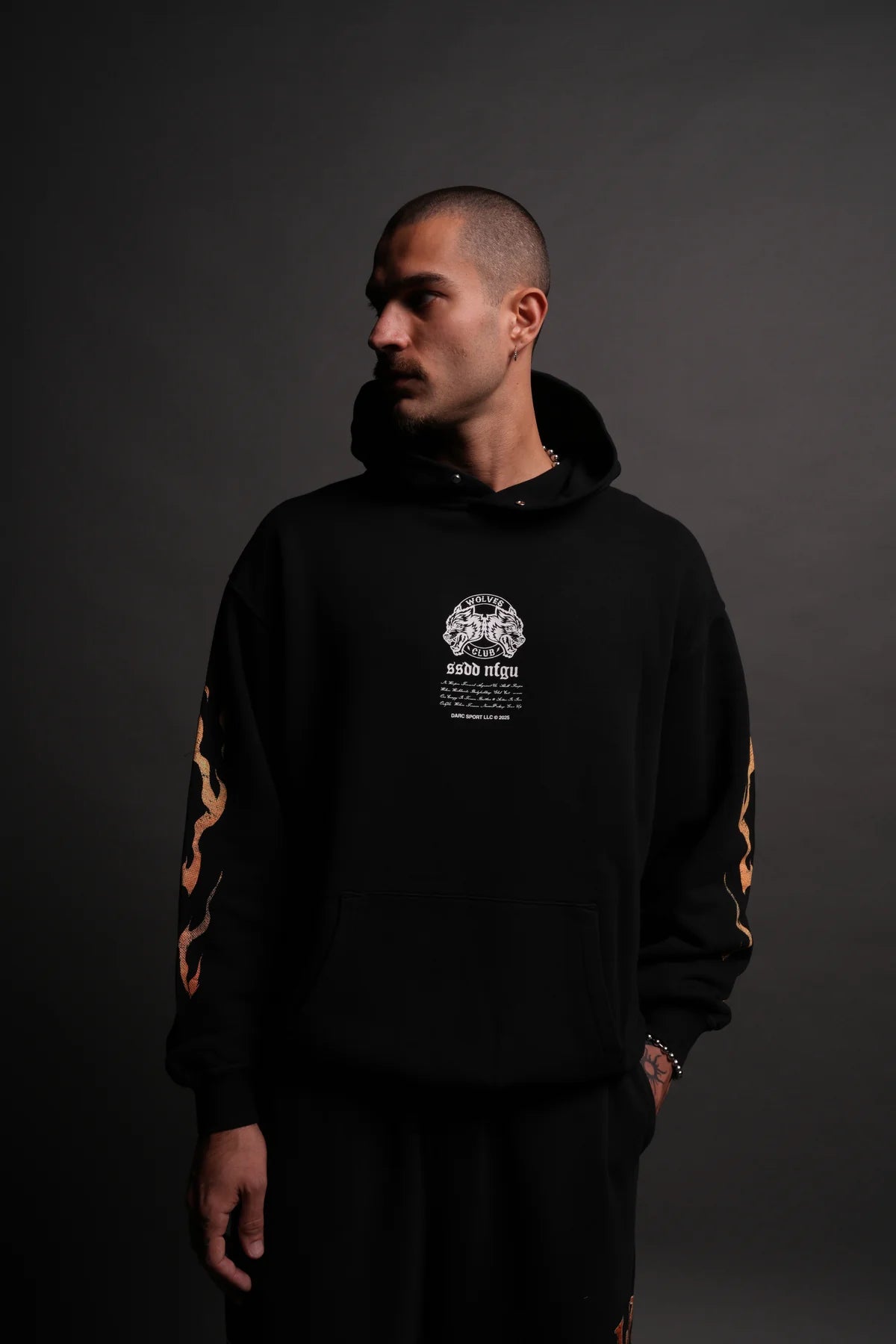 Death Face Pierce Hoodie in black