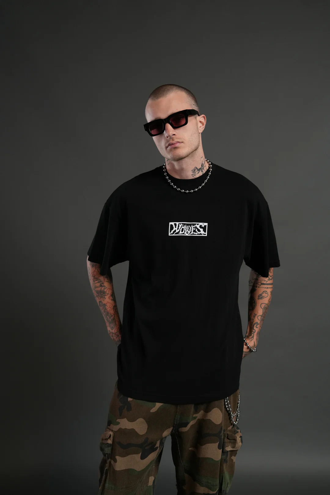 SKULL FLOWER "PREMIUM" OVERSIZED TEE IN BLACK