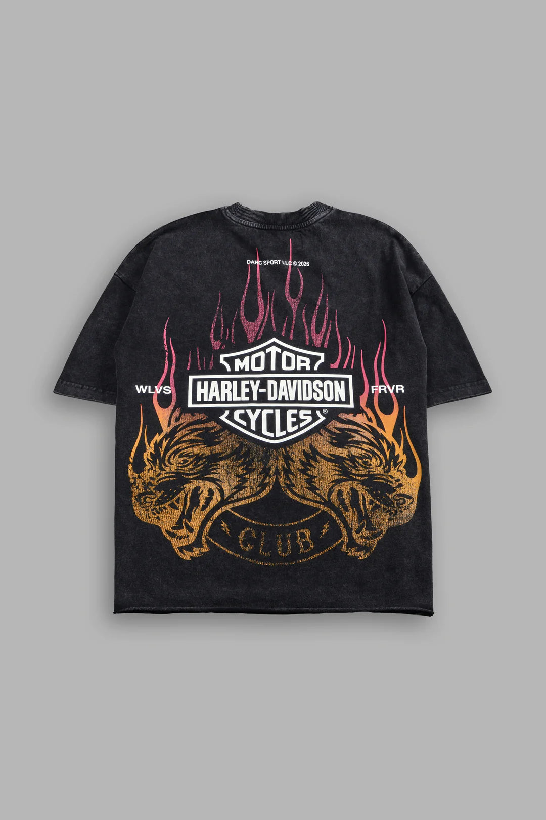 RISING SUN GRUNGE MID LENGTH RAW HEM TEE IN WASHED BLACK