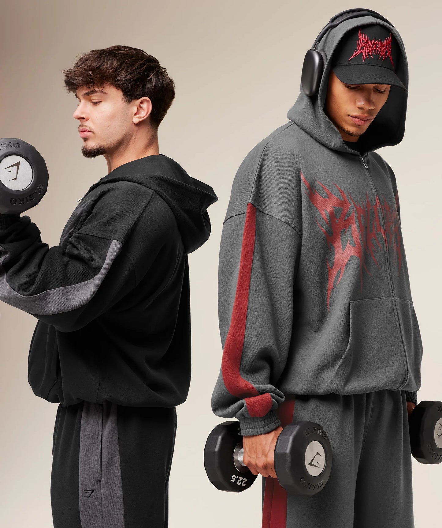 GYMSHARK X CARLOS BELCAST ZIP UP HOODIE - ONYX GREY