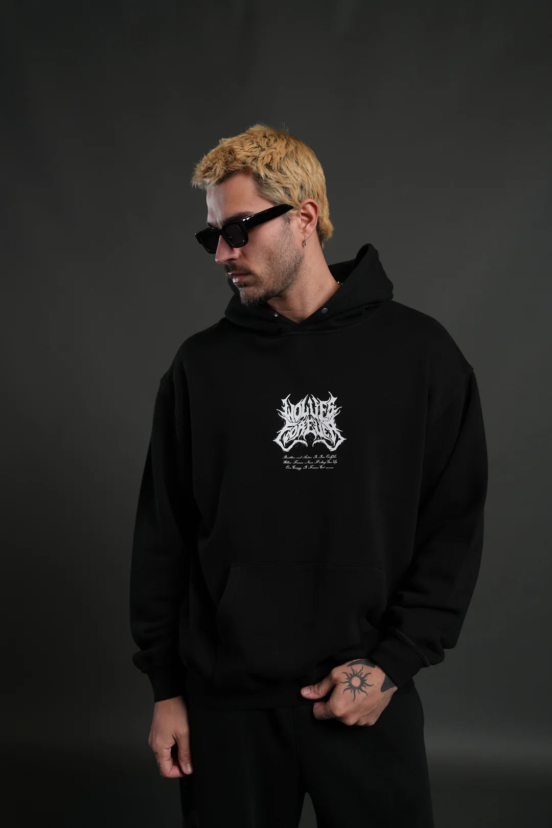 SHEER LOYALTY "PIERCE" HOODIE IN BLACK