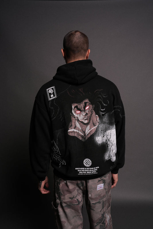 YUJIRO HANMA "PIERCE" HOODIE IN BLACK