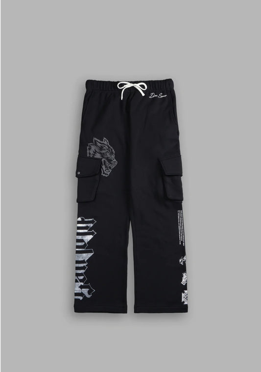 WOLVES REPRESENT BIGELOW CARGO SWEAT PANTS IN BLACK
