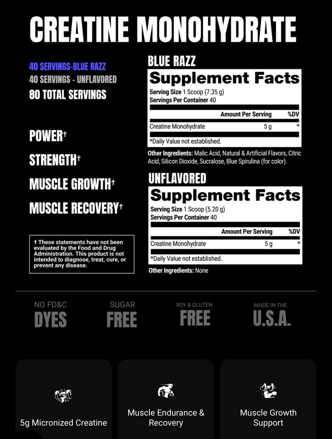 PROSUPPS Creatine Monohydrate Dual Tub Blue Razz / Unflavored