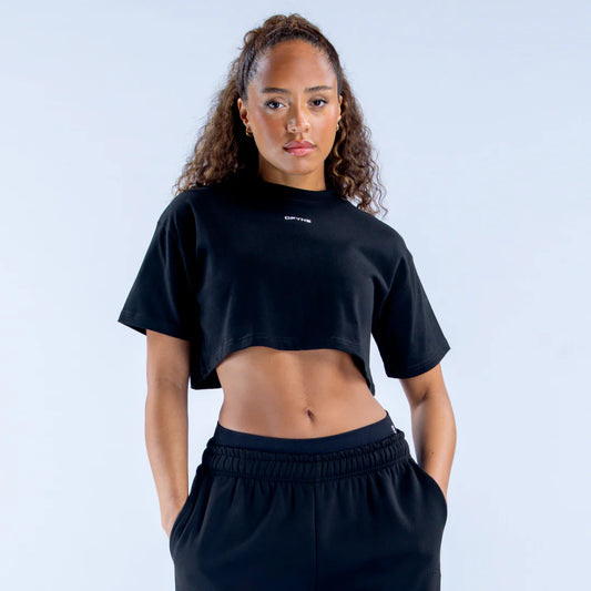 Revive Crop Tee Midnight Black