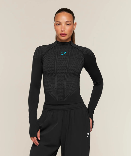 Gymshark Onyx V1 Long Sleeve Top - Black/Onyx