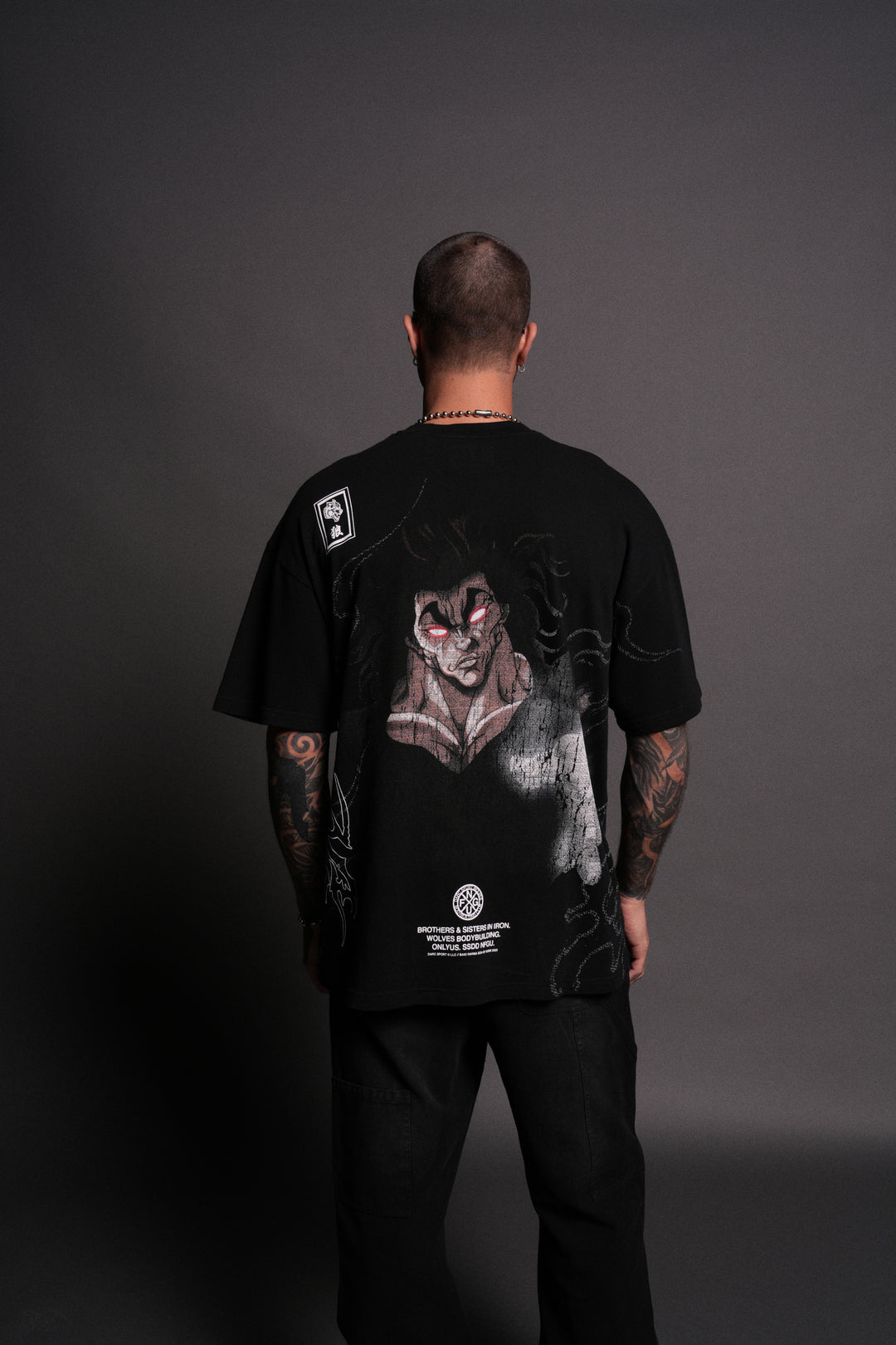 YUJIRO HANMA "SIDE BY SIDE" SERIES PREMIUM OVERSIZED TEE IN BLACK
