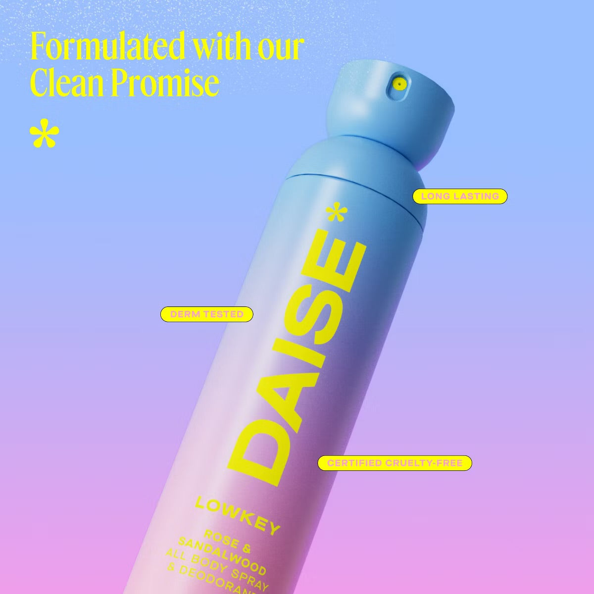 DAISE Lowkey Full Body Deodorant Spray - 3.5oz: Rose & Sandalwood, Antiperspirant, Whole Body Fragrance