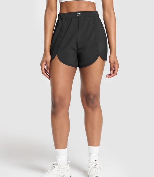 Scallop Hem Shaped Shorts - Black