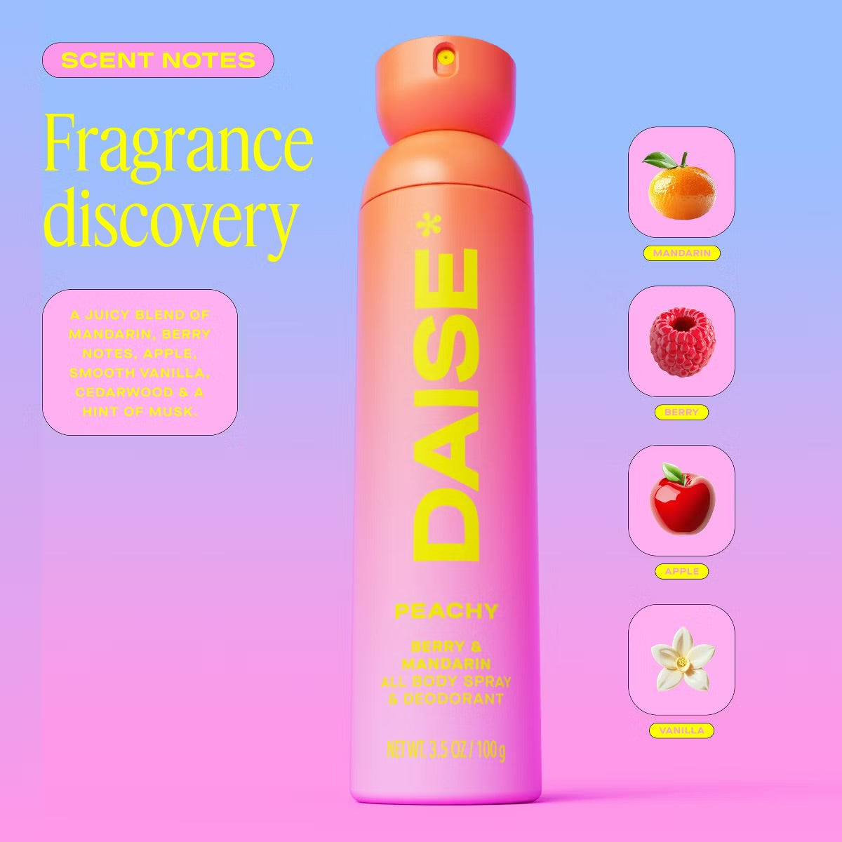 DAISE Peachy Full Body Deodorant Spray - 3.5oz