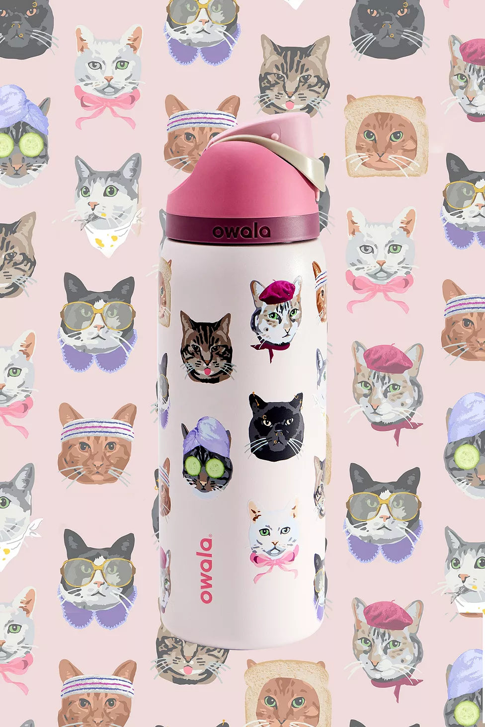 Owala UO Exclusive Cat Collage FreeSip 32 oz Water Bottle