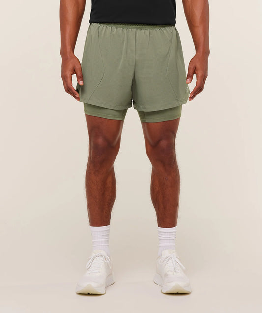 RUNNING 4" 2IN1 SHORTS Base Green