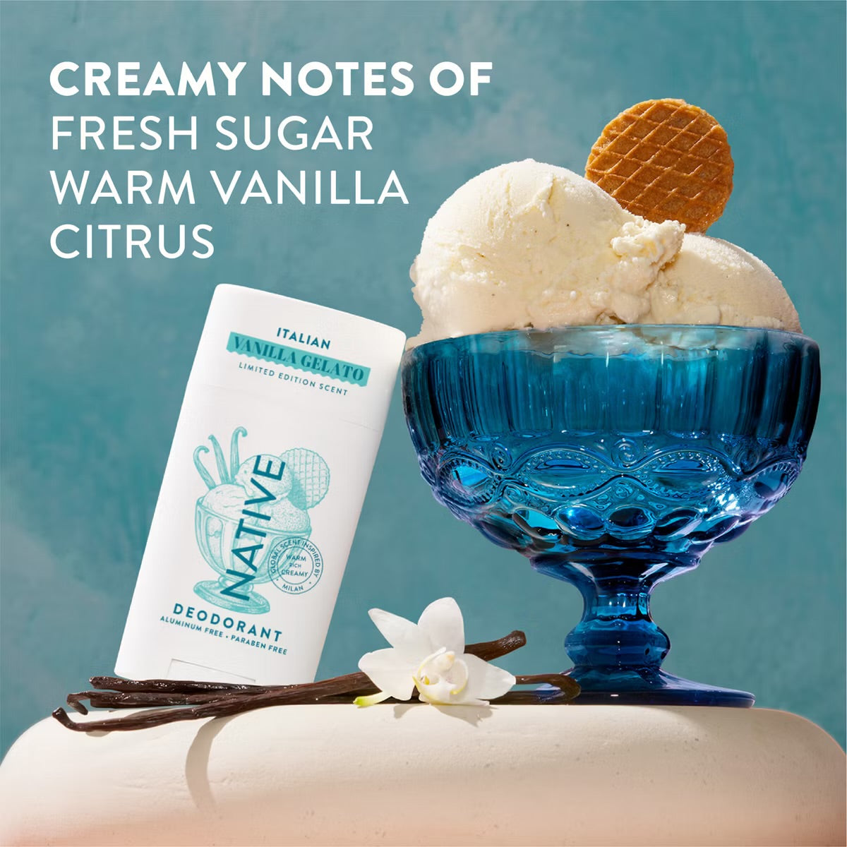Native Limited Edition Aluminum-Free and Residue-Free Global Flavors Deodorant - Italian Vanilla Gelato - 2.65 fl oz