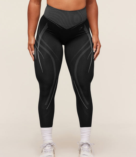 Gymshark x Analis Seamless Leggings - Black/Silver Grey