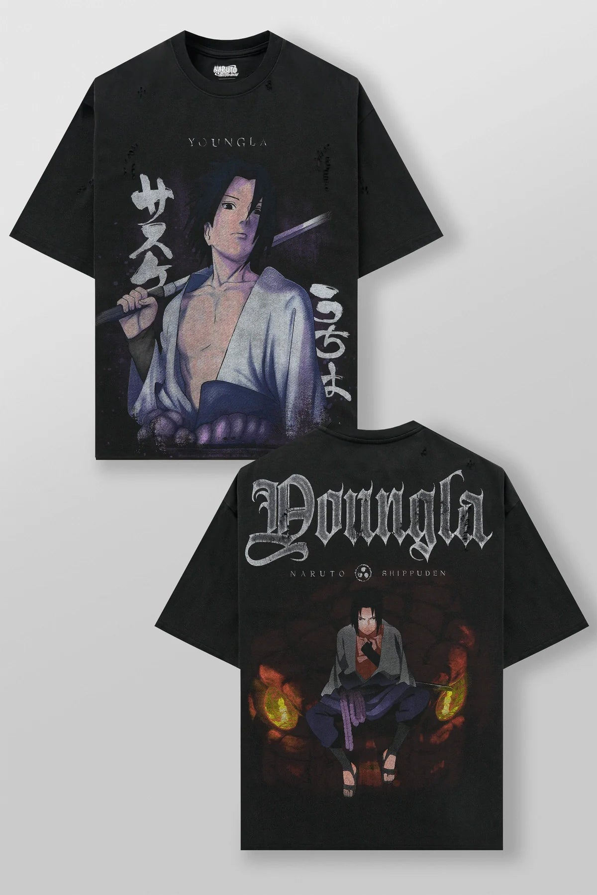 4318 - NARUTO DISTRESSED TEES Sasuke