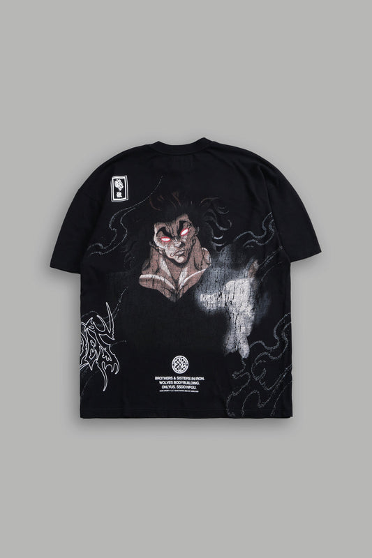 YUJIRO HANMA "SIDE BY SIDE" SERIES PREMIUM OVERSIZED TEE IN BLACK