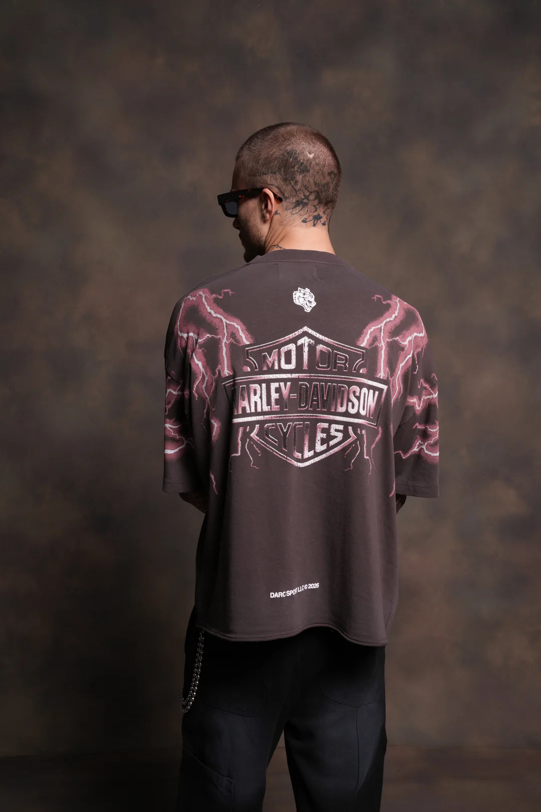 IRON LIGHTNING PREMIUM UNISEX RAW HEM "BOX CUT" TEE IN DARC BROWN DRIFT WASH