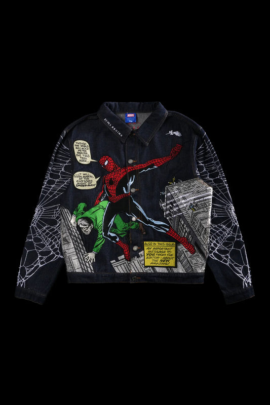 WEBS FROM CONCRETE RAW DENIM JACKET IN DENIM BLUE