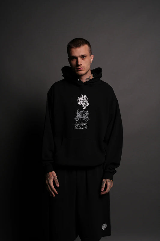 METAL WLVS "PIERCE" HOODIE IN BLACK