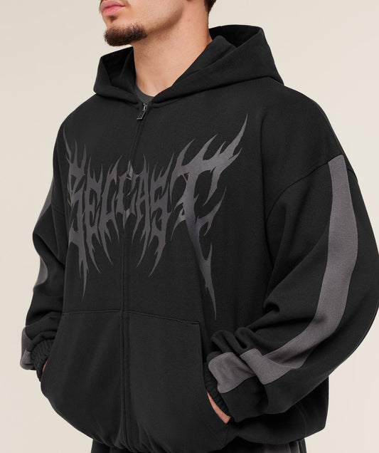 GYMSHARK X CARLOS BELCAST ZIP UP HOODIE - GS BLACK