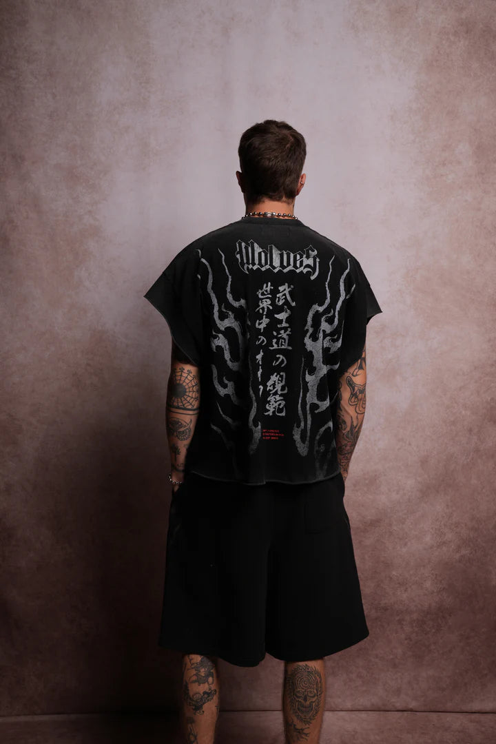 Darc Infernal Grunge Cut-Off Tee in
Black