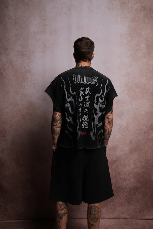 Darc Infernal Grunge Cut-Off Tee in
Black