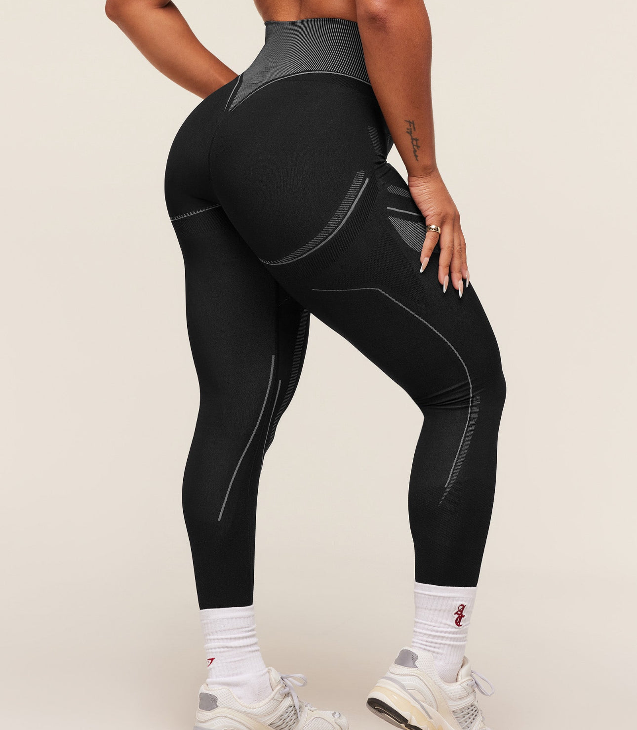 Gymshark x Analis Seamless Leggings - Black/Silver Grey