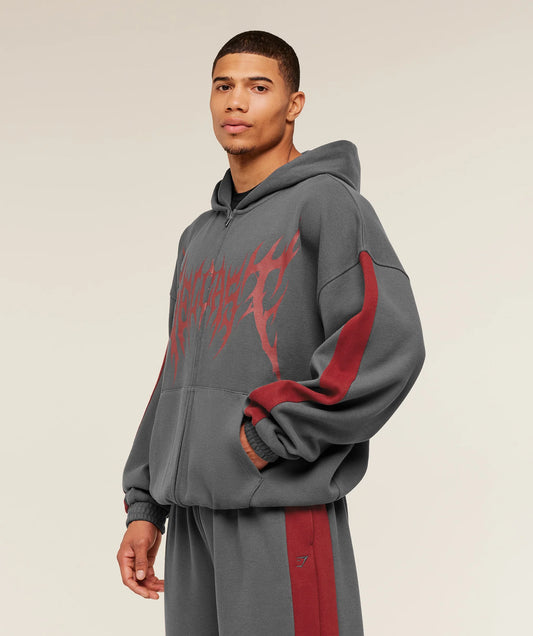 GYMSHARK X CARLOS BELCAST ZIP UP HOODIE - ONYX GREY