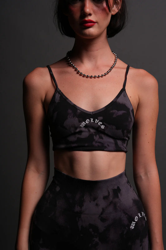 CHOPPER "EVERSON SEAMLESS" SPORTS BRA IN BIG PURPLE NIGHT MARBLE