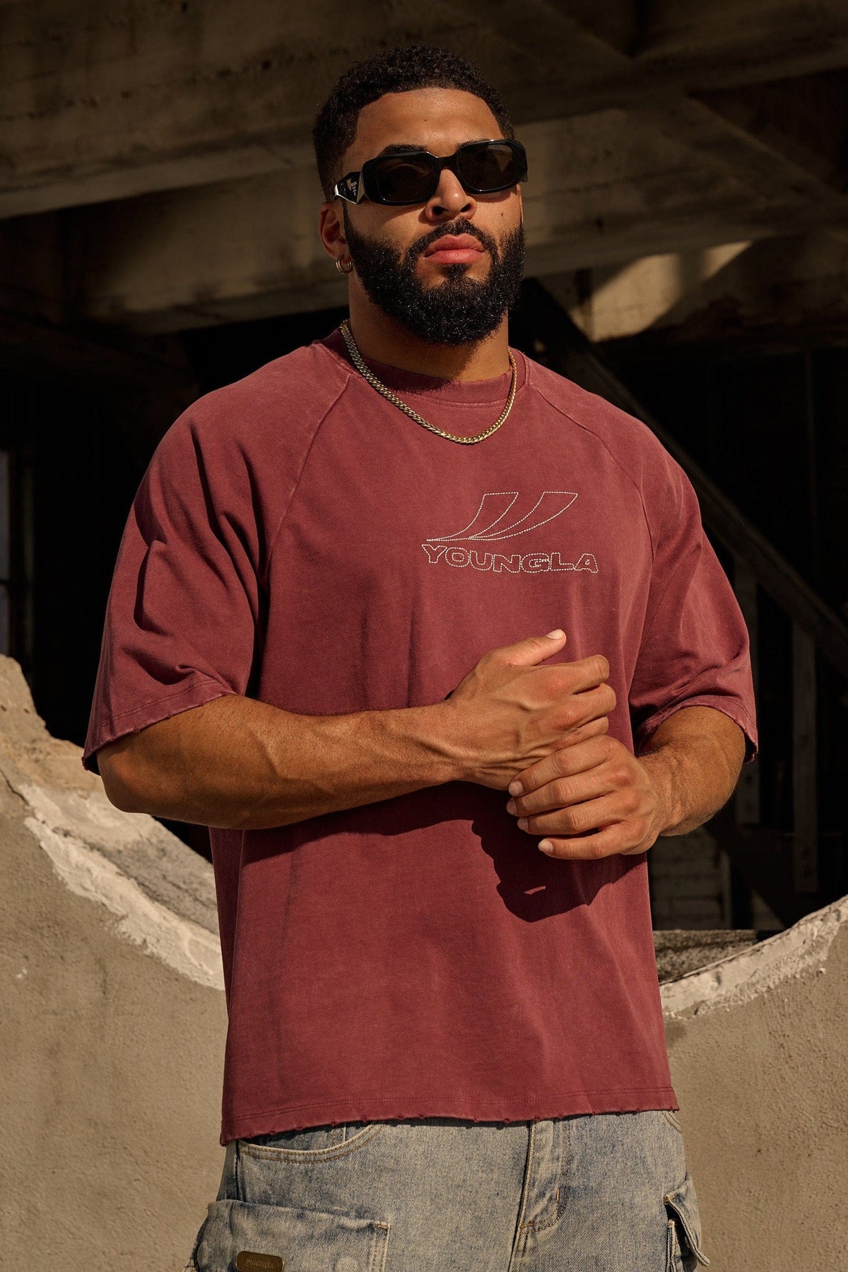 4269 - CLEAN CUT RAGLAN TEES Burgundy Wash