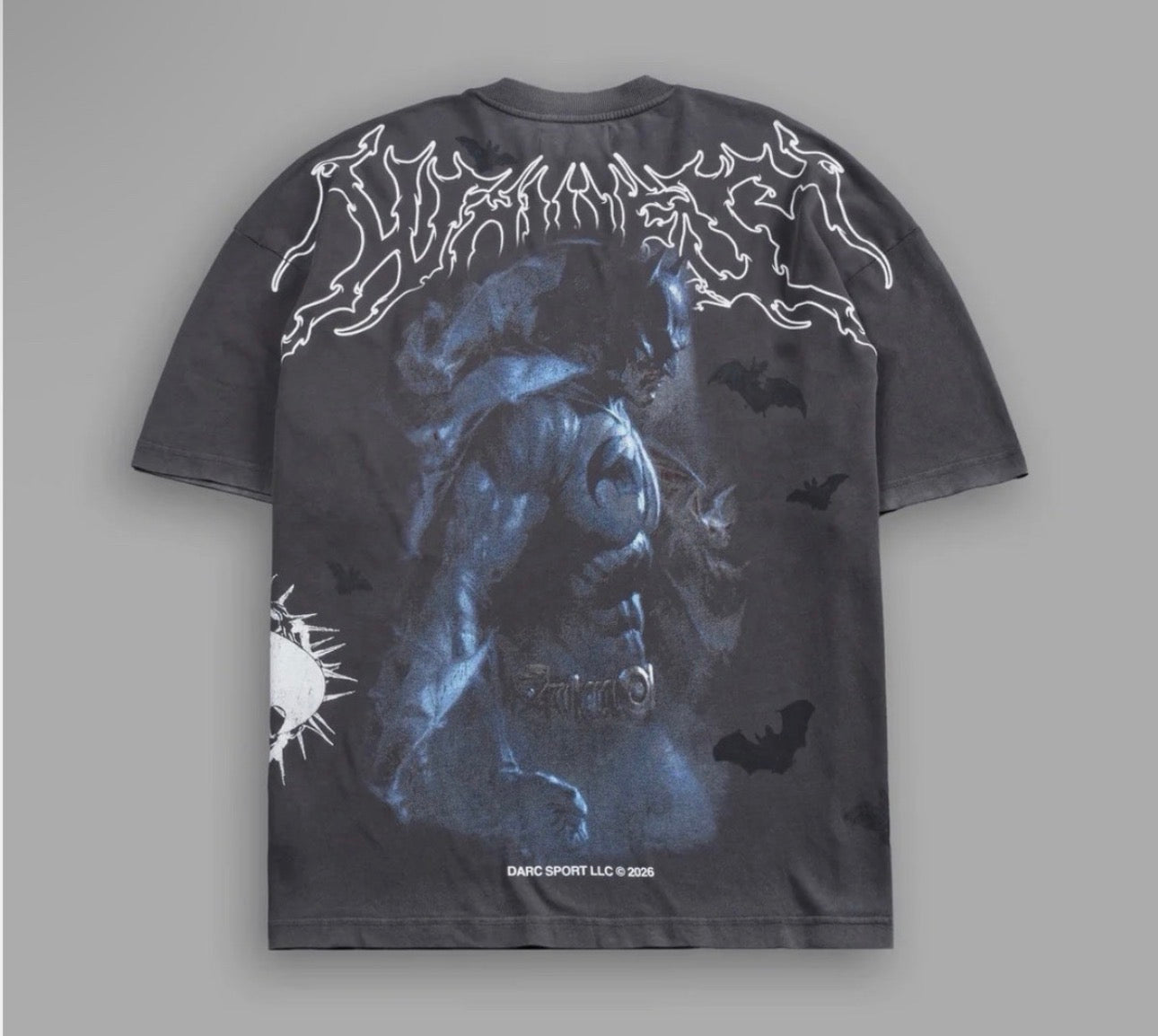 Bats In The Night Premium Oversized Tee in Wolf Gray