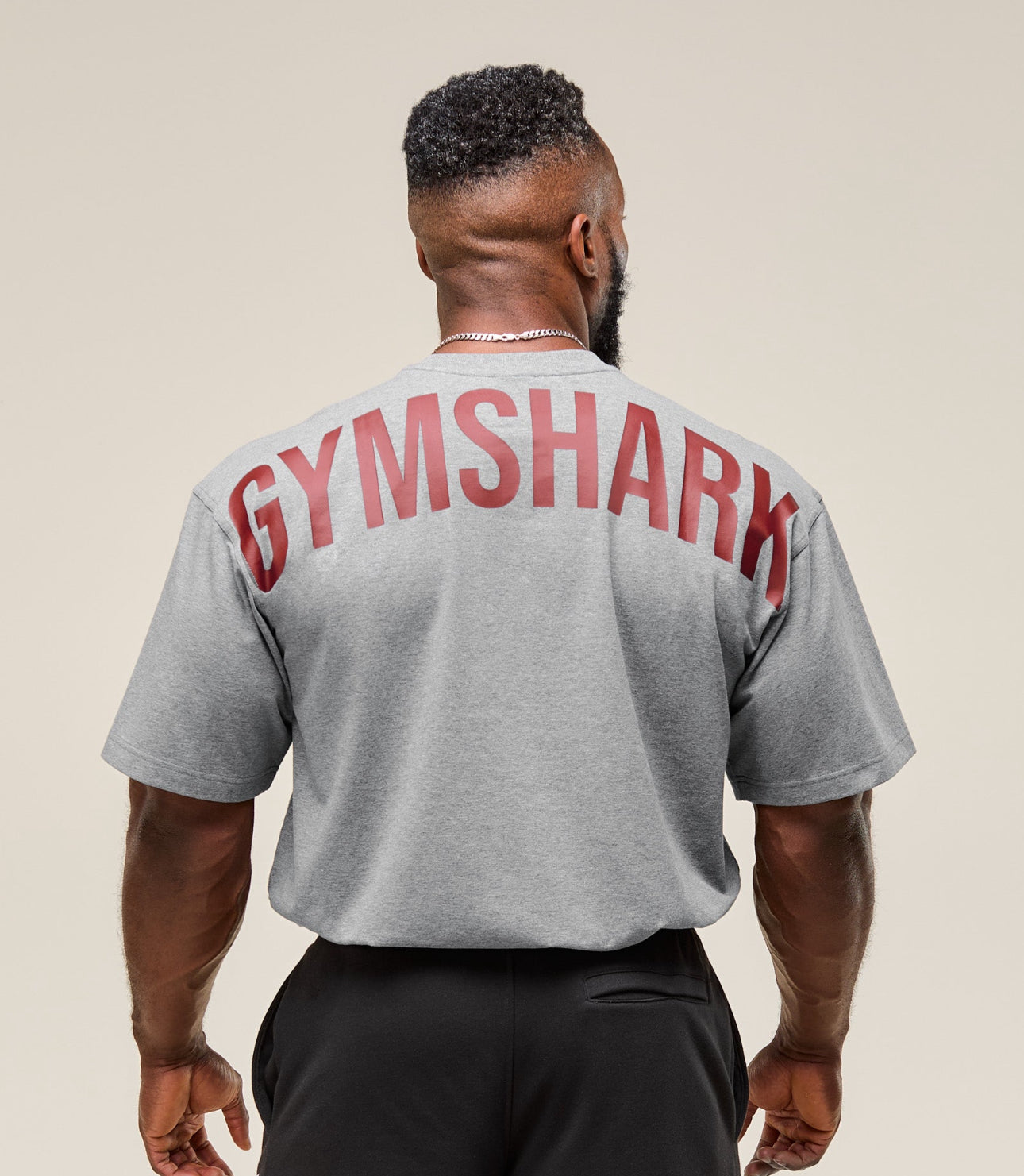 Gymshark Power T-Shirt - Charcoal Core Marl/Sets red