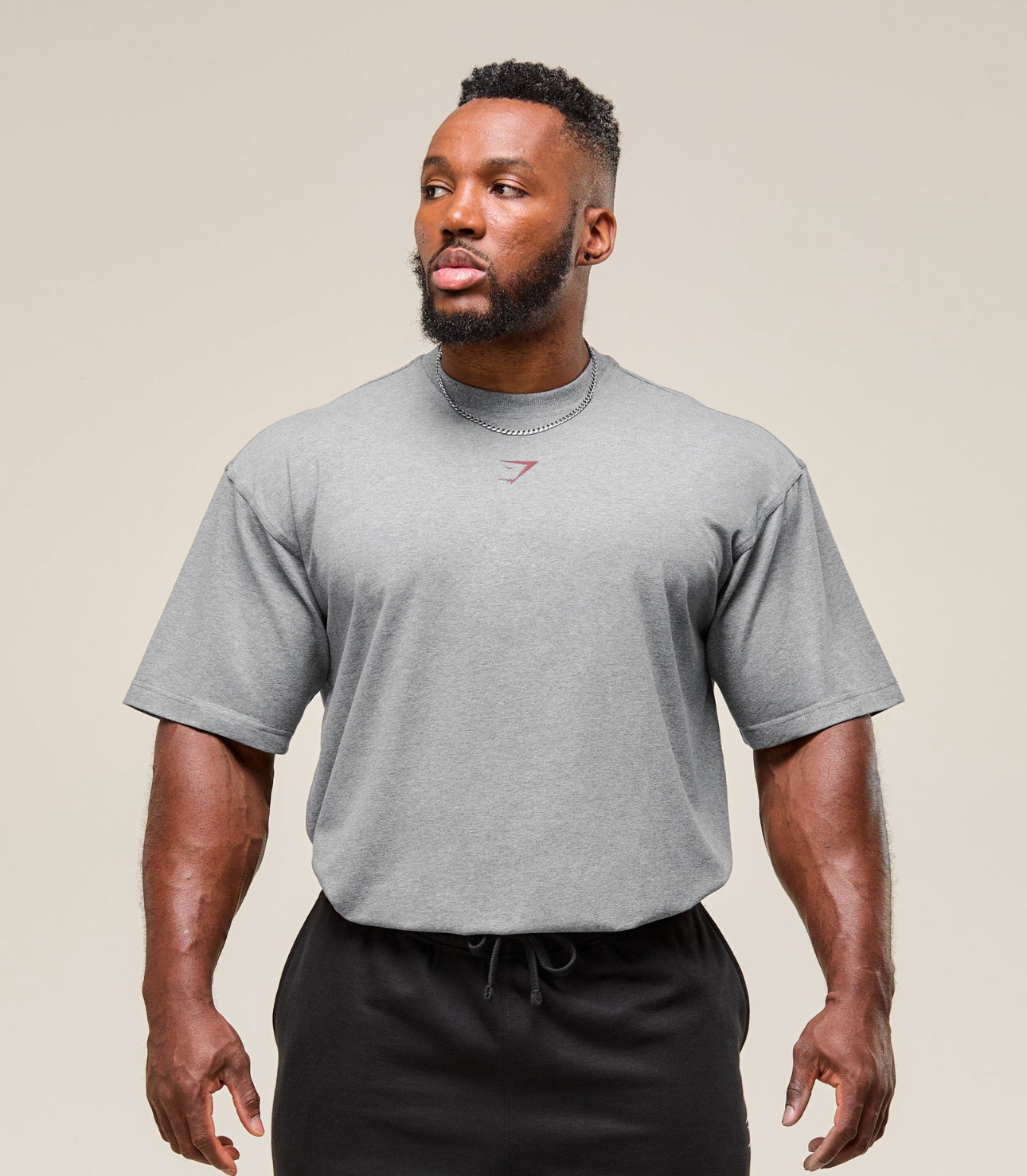 Gymshark Power T-Shirt - Charcoal Core Marl/Sets red